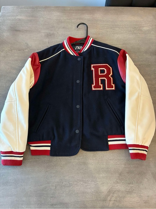 Zara Other - Zara Navy Jacket with White Logo and Red Trim